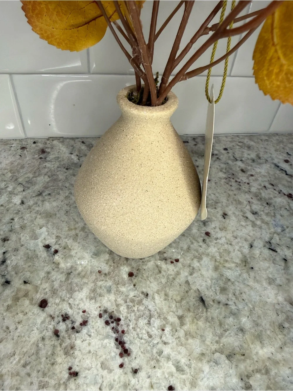 Threshold Golden Orange Autumn Leaf Stem Arrangement in Ceramic Vase 15” (H) NWT